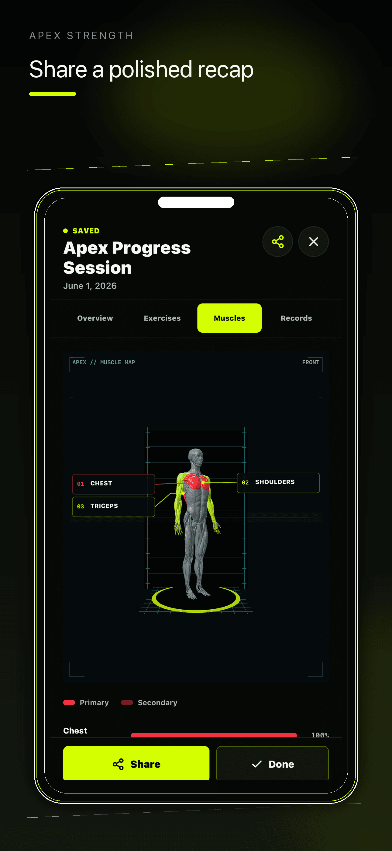Apex Strength shareable workout recap